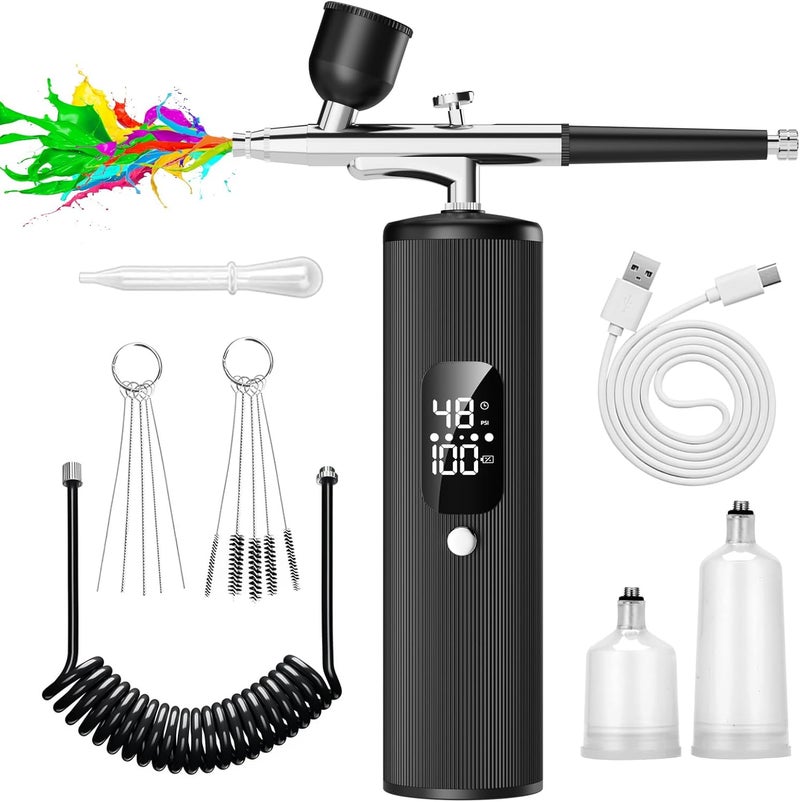 INVIMENT Airbrush Kit with Compressor - 48PSI High Pressure, Non-Clogging Air Brush Set, 6000 mAh Extra Long Standby, Ideal for Painting, Modeling, Cake Decorating, Pastry, Makeup and Nail Art - Image 1